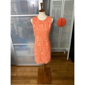 Belle Badgley Mischka Orange Lace Shift Dress